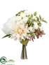 Silk Plants Direct Hydrangea, Peony, Dahlia Bouquet - Mauve White - Pack of 6