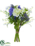 Silk Plants Direct Ranunculus, Lily of The Valley Bouquet - White Blue - Pack of 6
