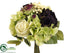 Silk Plants Direct Rose, Ranunculus, Hydrangea Bouquet - Green Plum - Pack of 6