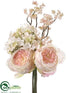 Silk Plants Direct Hydrangea, Rose Bouquet - Peach - Pack of 12