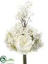 Silk Plants Direct Hydrangea, Rose Bouquet - White - Pack of 6