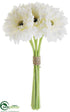Silk Plants Direct Gerbera Daisy Bouquet - White - Pack of 6