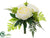Silk Plants Direct Peony, Fern Bouquet - White Green - Pack of 6