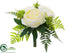 Silk Plants Direct Peony, Fern Bouquet - White Green - Pack of 6