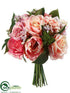Silk Plants Direct Peony, Rose, Sedum Bouquet - Pink Cerise - Pack of 4