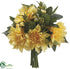 Silk Plants Direct Dahlia, Sedum Bouquet - Yellow - Pack of 4