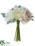 Silk Plants Direct Peony, Dusty Miller Bouquet - Cream Blush - Pack of 4