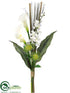 Silk Plants Direct Dendrobium Orchid, Calla Lily, Protea Bundle - White Green - Pack of 6