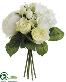 Hydrangea, Rose, Peony Bouquet - Cream Green - Pack of 6
