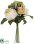 Silk Plants Direct Hydrangea, Rose, Peony Bouquet - Peach Green - Pack of 6