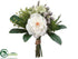Silk Plants Direct Rose, Nigella, Sedum Bouquet - White Green - Pack of 6