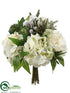 Silk Plants Direct Rose, Hydrangea, Lamb's Ear Bouquet - White Green - Pack of 6
