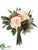 Silk Plants Direct Rose, Protea, Sedum Bouquet - Peach Green - Pack of 6