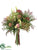 Silk Plants Direct Protea, Thistle, Sedum Bouquet - Green Burgundy - Pack of 6