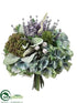 Silk Plants Direct Hydrangea, Lavender, Lamb's Ear Bouquet - Blue Lavender - Pack of 4