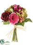 Silk Plants Direct Rose, Hydrangea Bouquet - Rose Green - Pack of 6
