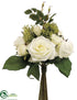 Silk Plants Direct Rose, Skimmia Bouquet - Cream - Pack of 6