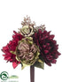 Silk Plants Direct Dahlia, Rose Bouquet - Burgundy Green - Pack of 12