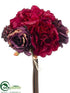 Silk Plants Direct Peony, Rose, Berry Bouquet - Burgundy Purple - Pack of 6