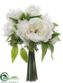 Silk Plants Direct Peony, Sedum Bouquet - White - Pack of 6