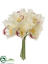 Silk Plants Direct Cymbidium Orchid Bouquet - White - Pack of 12