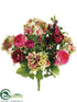 Silk Plants Direct Rose, Hydrangea Bush - Pink Beauty - Pack of 6