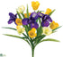 Silk Plants Direct Tulip, Iris Bush - Yellow Purple - Pack of 12