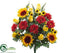 Silk Plants Direct Sunflower, Zinnia, Rose Bush - Yellow Orange - Pack of 6