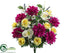 Silk Plants Direct Dahlia, Rose, Orchid Bush - Fuchsia Cream - Pack of 6