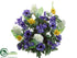 Silk Plants Direct Iris, Cone Hydrangea, Anemone Bush - Blue White - Pack of 6
