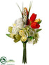 Silk Plants Direct Rose, Hydrangea, Tulip Bouquet - Orange Yellow - Pack of 12