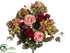 Silk Plants Direct Hydrangea, Rose Bush - Green Burgundy - Pack of 6