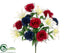 Silk Plants Direct Rose, Carnation, Lily Bush - Red Blue - Pack of 6