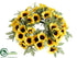 Silk Plants Direct Sunflower Candle Ring Centerpiece - Yellow - Pack of 12