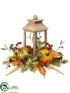 Silk Plants Direct Pumpkin, Berry, Fern Lantern Candleholder - Fall - Pack of 2