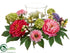 Silk Plants Direct Peony, Hydrangea Centerpiece - Pink Green - Pack of 1