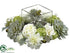 Silk Plants Direct Rose, Dahlia, Snowball Centerpiece - White Green - Pack of 1