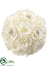 Silk Plants Direct Rhinestone Rose Ball - Cream - Pack of 3