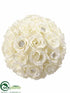Silk Plants Direct Rose Ball - Cream - Pack of 3