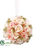 Silk Plants Direct Rose Ball - Peach Pink - Pack of 6