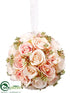 Silk Plants Direct Rose Ball - Peach Pink - Pack of 6