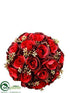 Silk Plants Direct Rose Ball - Red - Pack of 6