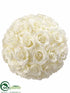 Silk Plants Direct Rose Ball - Cream - Pack of 3