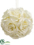 Silk Plants Direct Rose Kissing Ball - Cream - Pack of 6