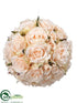 Silk Plants Direct Rose Ball - Peach Cream - Pack of 2