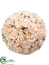 Silk Plants Direct Rose Ball - Peach Cream - Pack of 2