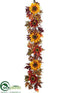 Silk Plants Direct Sunflower, Berry Garland - Fall - Pack of 2