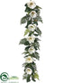 Silk Plants Direct Magnolia, Fern Garland - White - Pack of 2