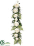 Silk Plants Direct Peony, Fern Garland - White Green - Pack of 2