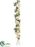 Silk Plants Direct Hydrangea, Peony Garland - White Pink - Pack of 4